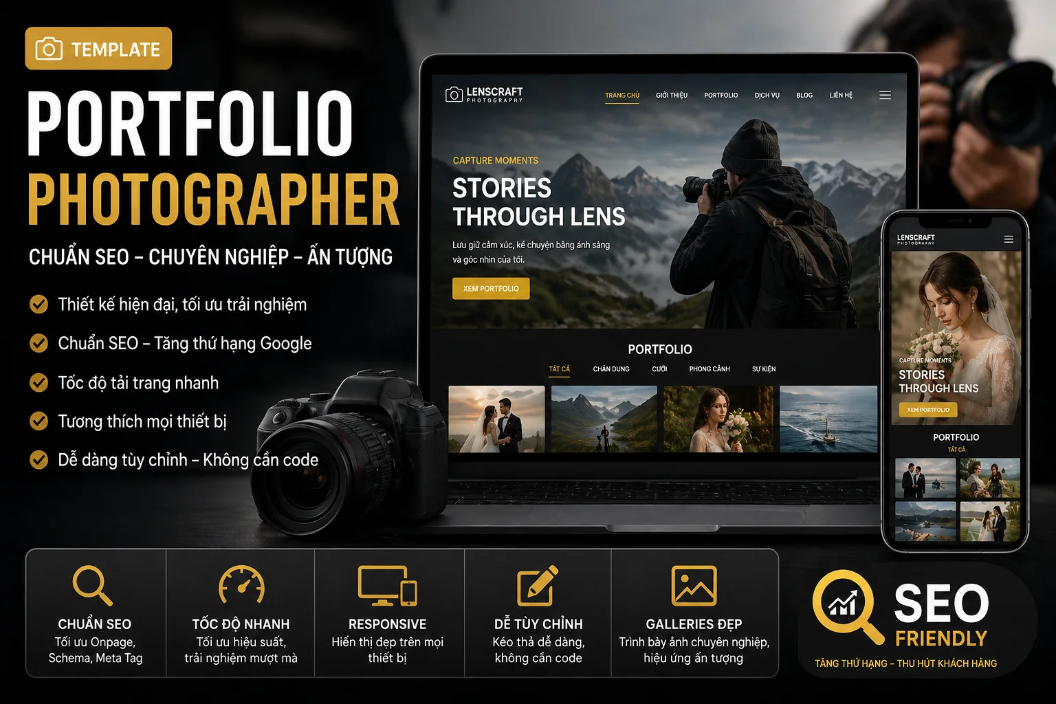 Template Portfolio Photographer Chuẩn SEO